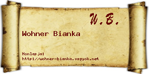 Wohner Bianka névjegykártya